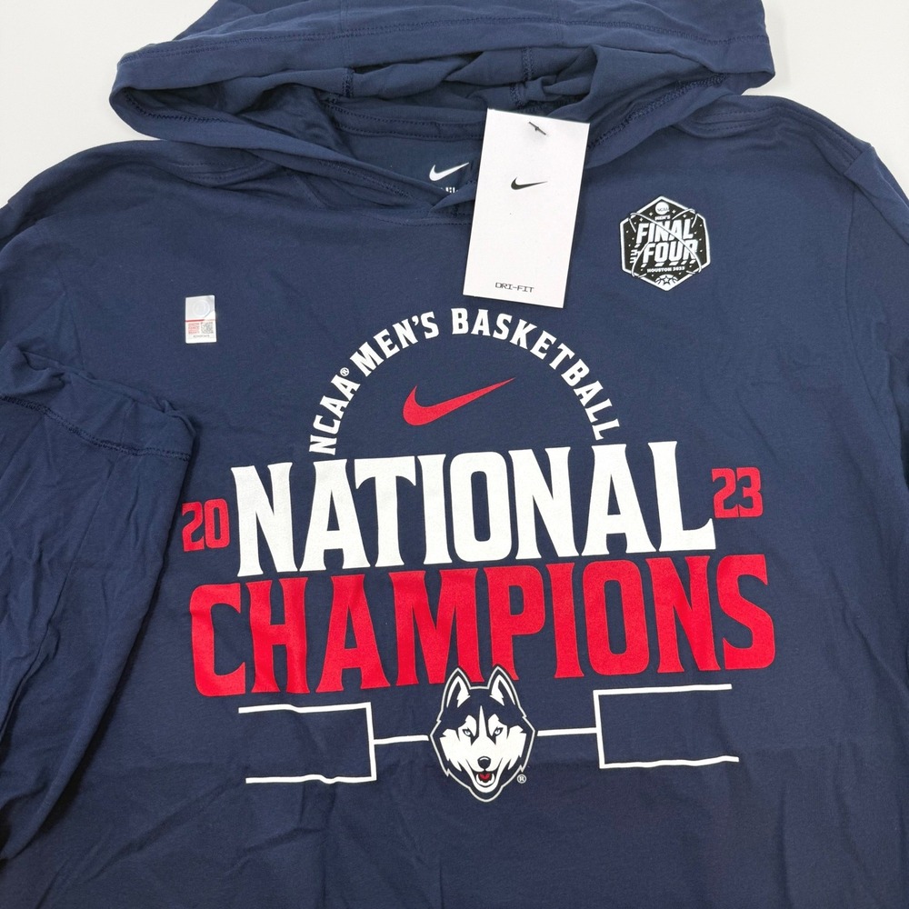 Nike UConn Huskies 2023 NCAA National Champions Hoodie Tee Mens‎ Medium NEW